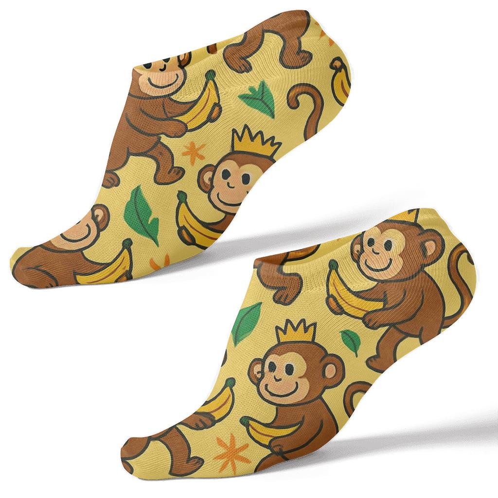 Banana Crown Parade Pattern Monkey custom ankle socks