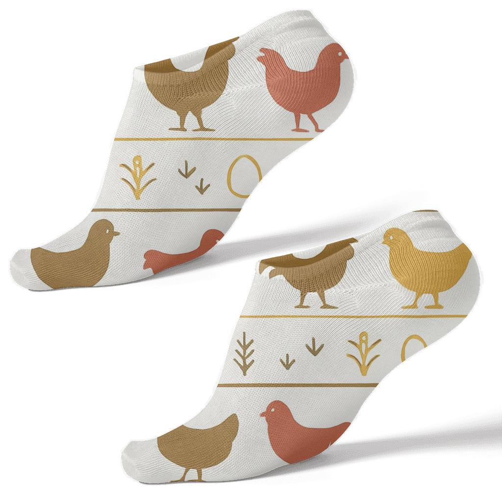 Barnyard Rhythm With Chicken Motifs designer print ankle socks