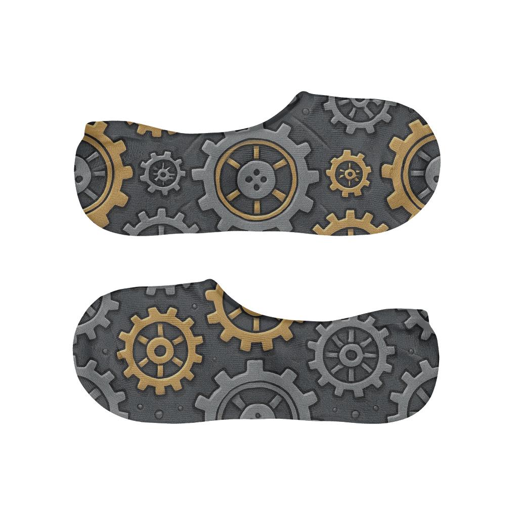 Mechanic-Inspired Gear Carousel Grid custom no-show socks