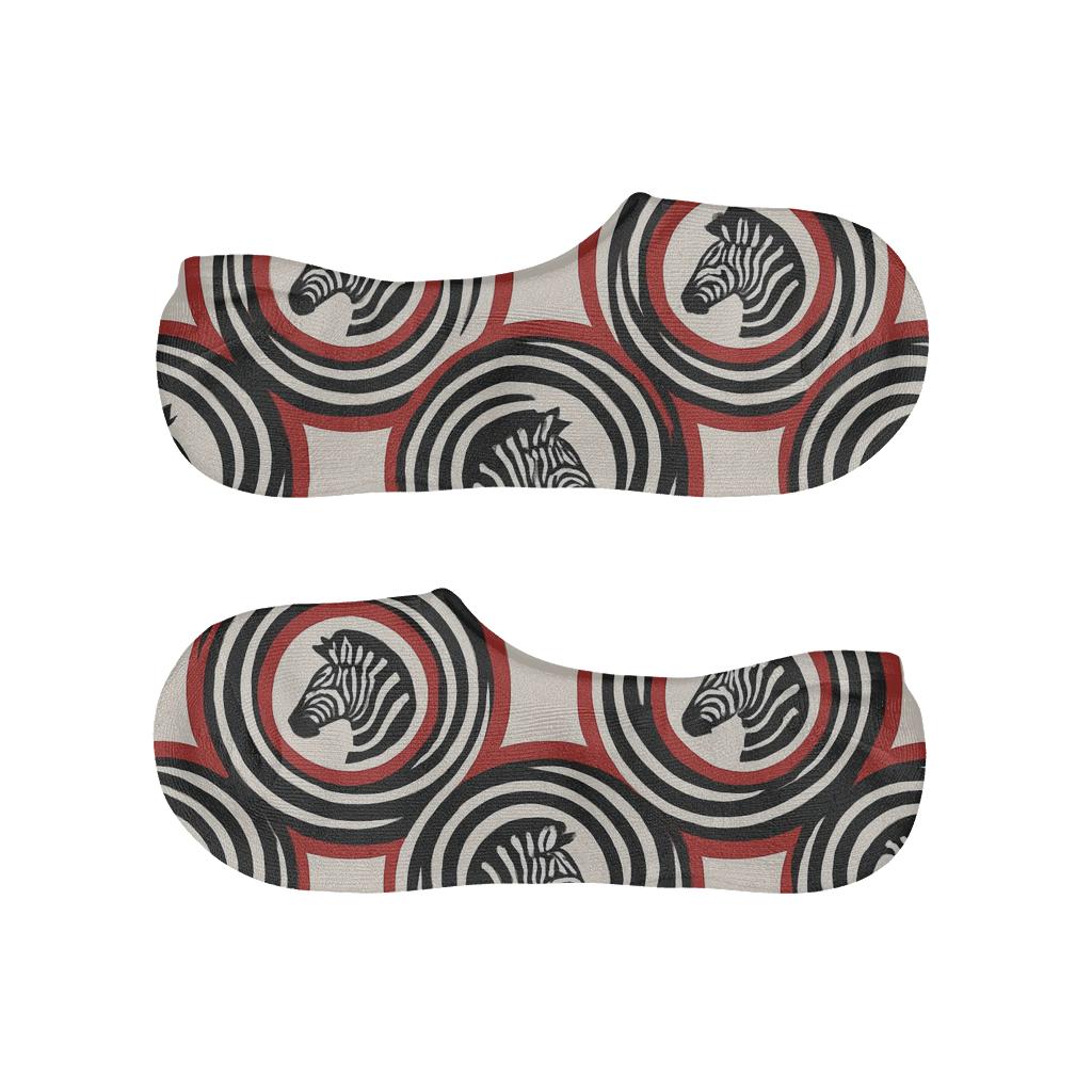 Crimson Halo Zebra Stripe Orbit soft cotton no-show socks