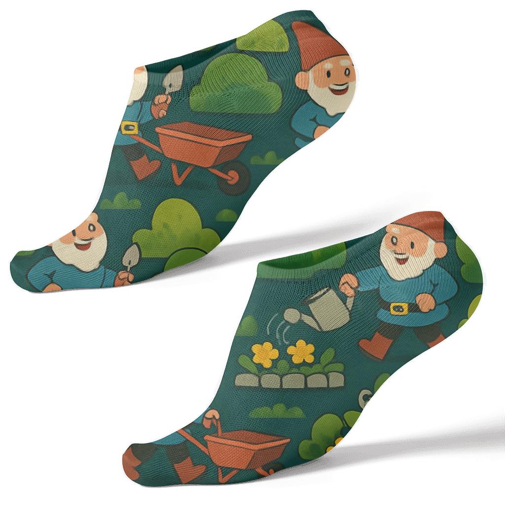 Landscaper Garden Gnome Parade Pattern unique graphic ankle socks
