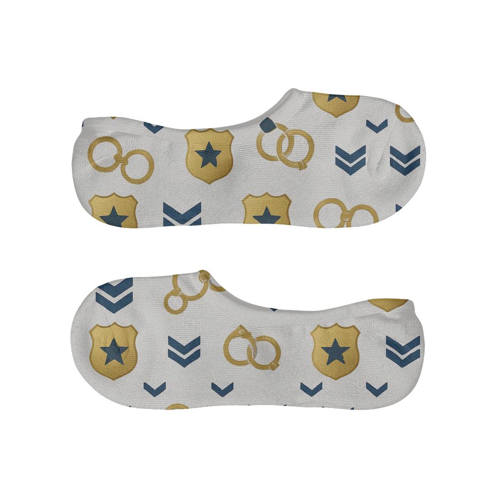 Badge Grid Honor Pattern With Police Officer Motifs comfortable low-cut socks