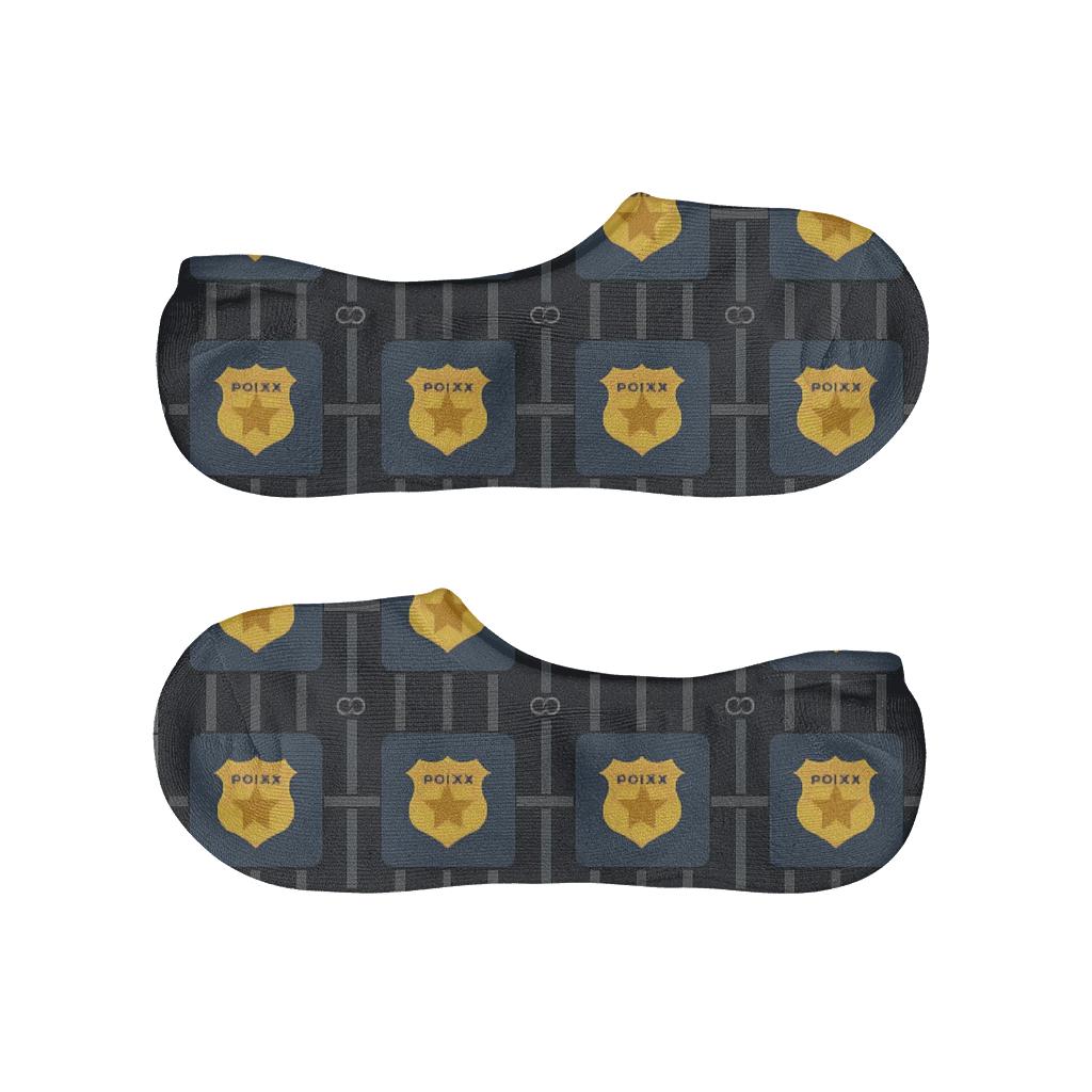 Prison Officer Badge Grid Over Steel Gray Bars anti-slip no-show socks