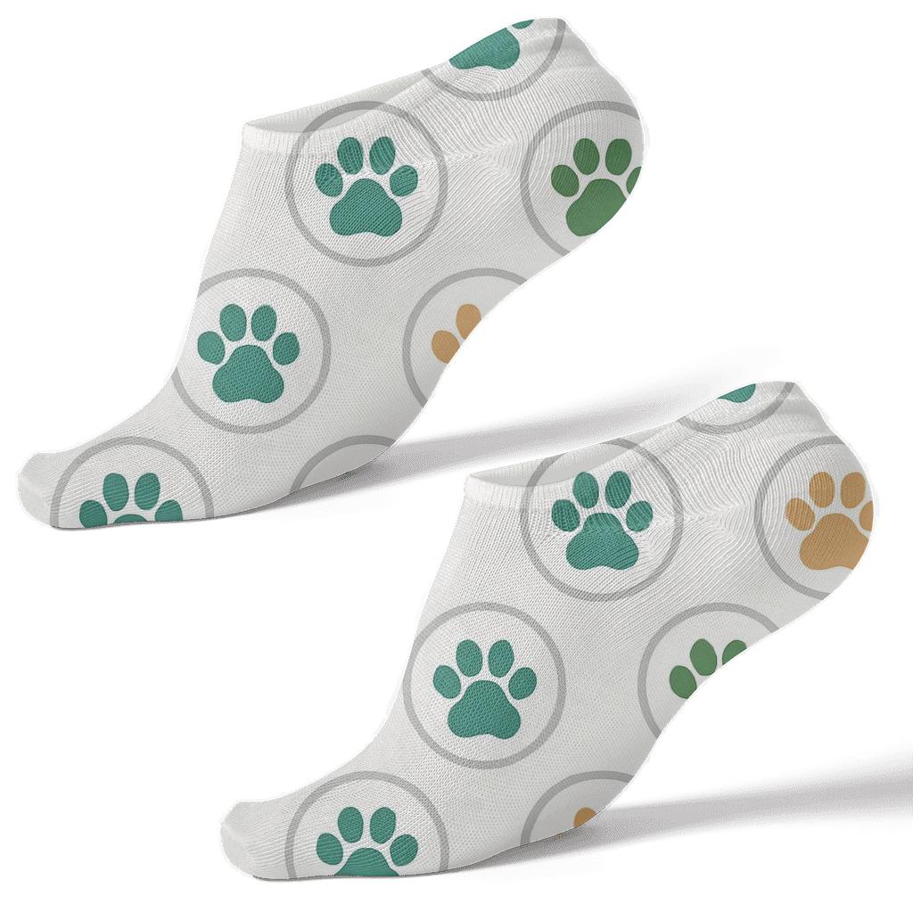Paw Print Orbit Grid For Pets Veterinarian trendy patterned ankle socks
