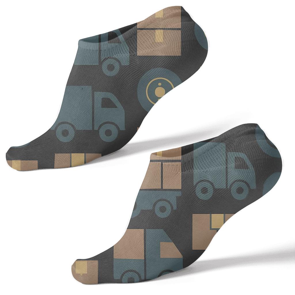 Midnight Convoy Grid Pattern Truck Driver Edition soft everyday ankle socks