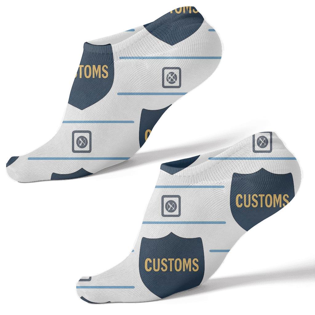 Sky Lane Grid With Customs Officer Badge Medallions soft everyday ankle socks