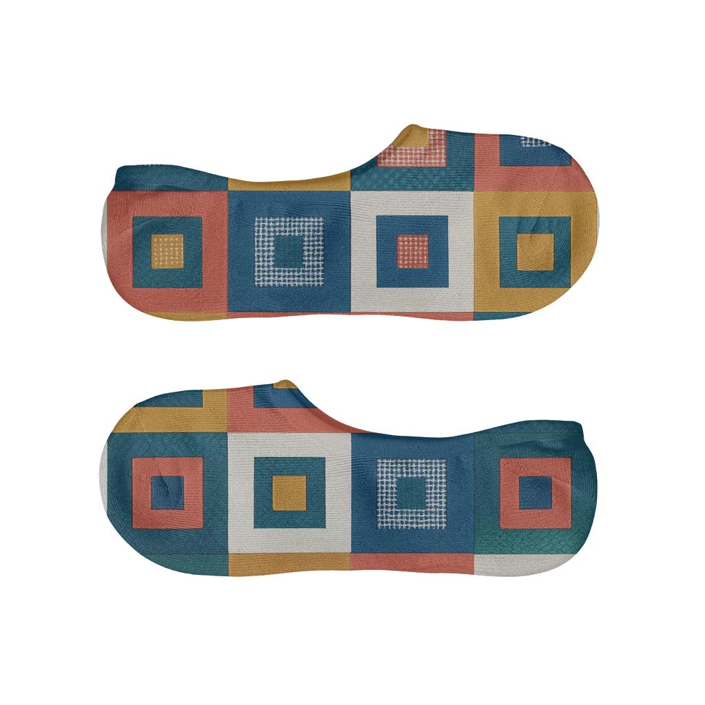 Chromatic Lattice Check Cascade low cut no-show socks