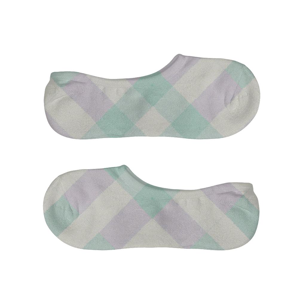 Pastel Diagonal Micro Check Drift soft cotton no-show socks
