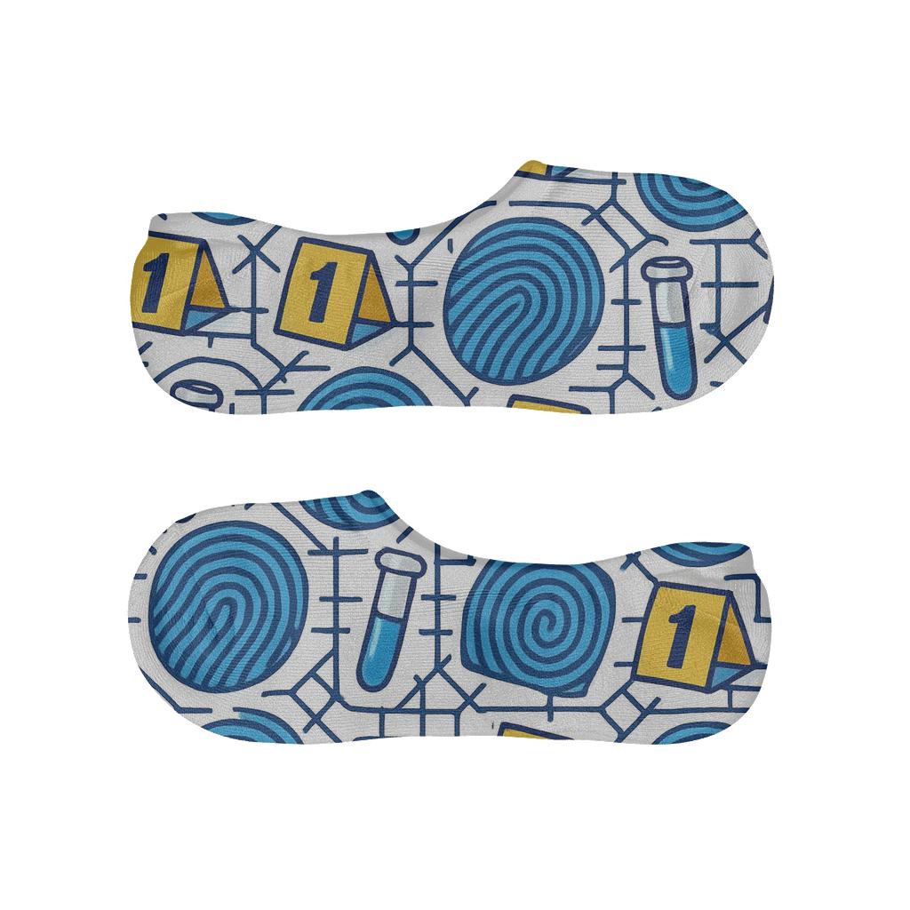 Microscopic Evidence Tapestry With Forensic Scientist Rhythm designer printed no-show socks