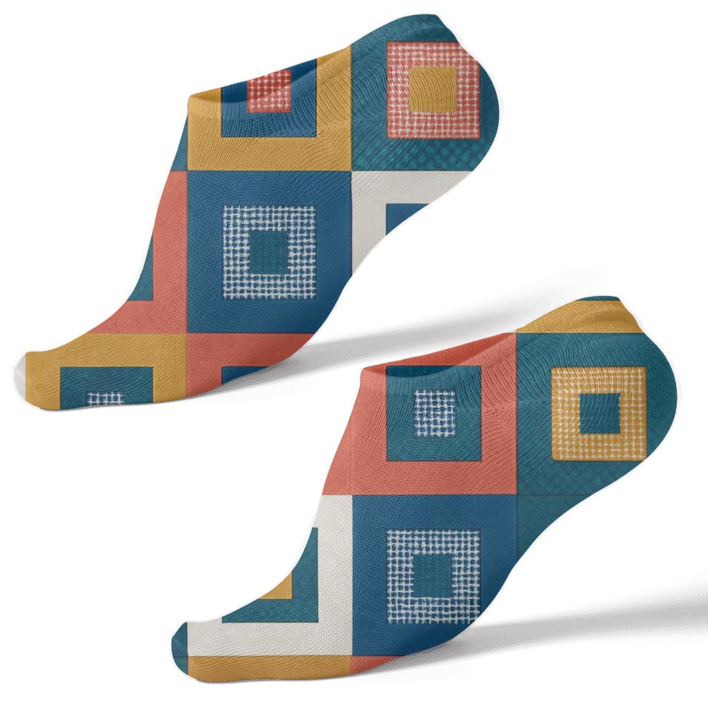 Chromatic Lattice Check Cascade soft everyday ankle socks