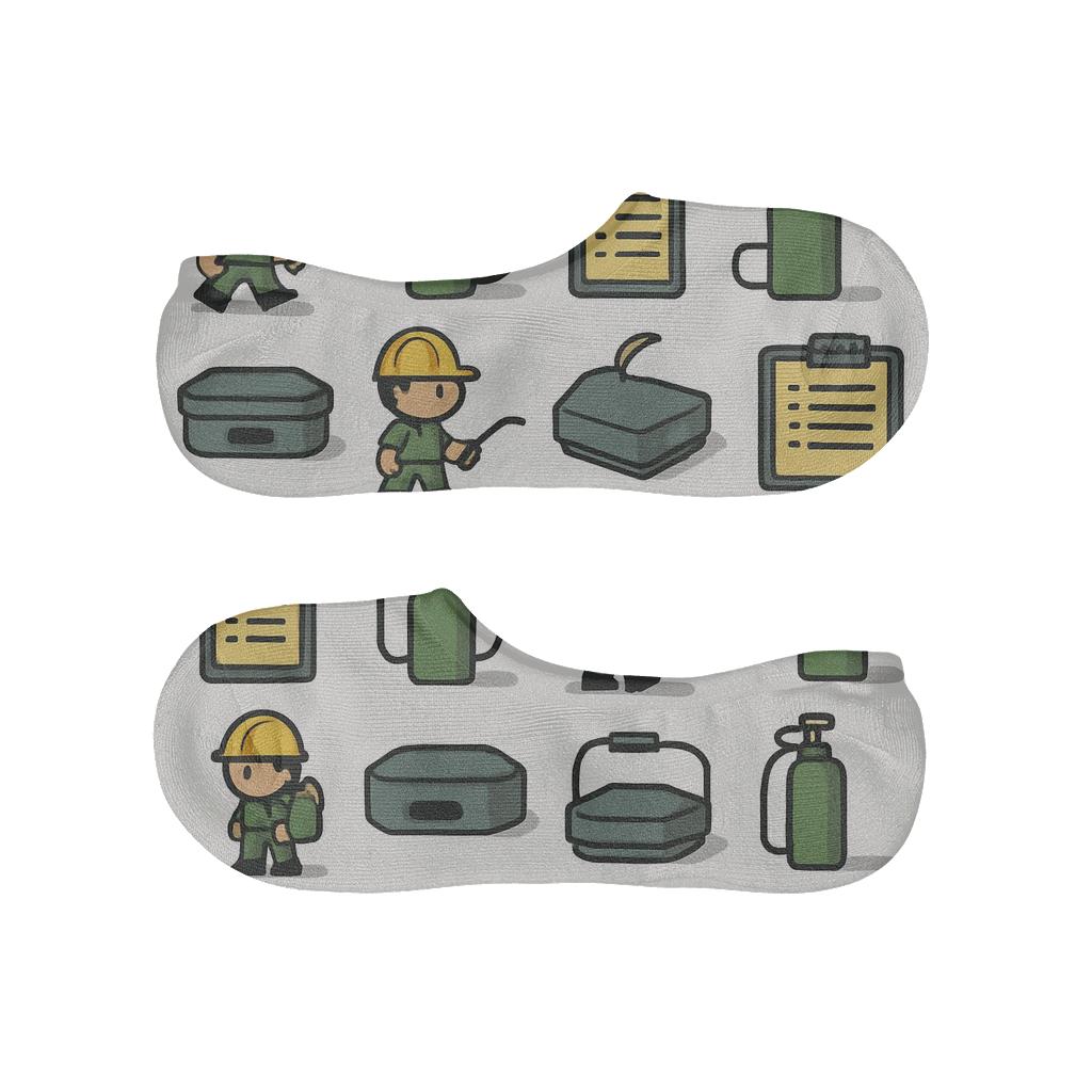 Service Badge Grid with Pest control technician Icons No Show Socks