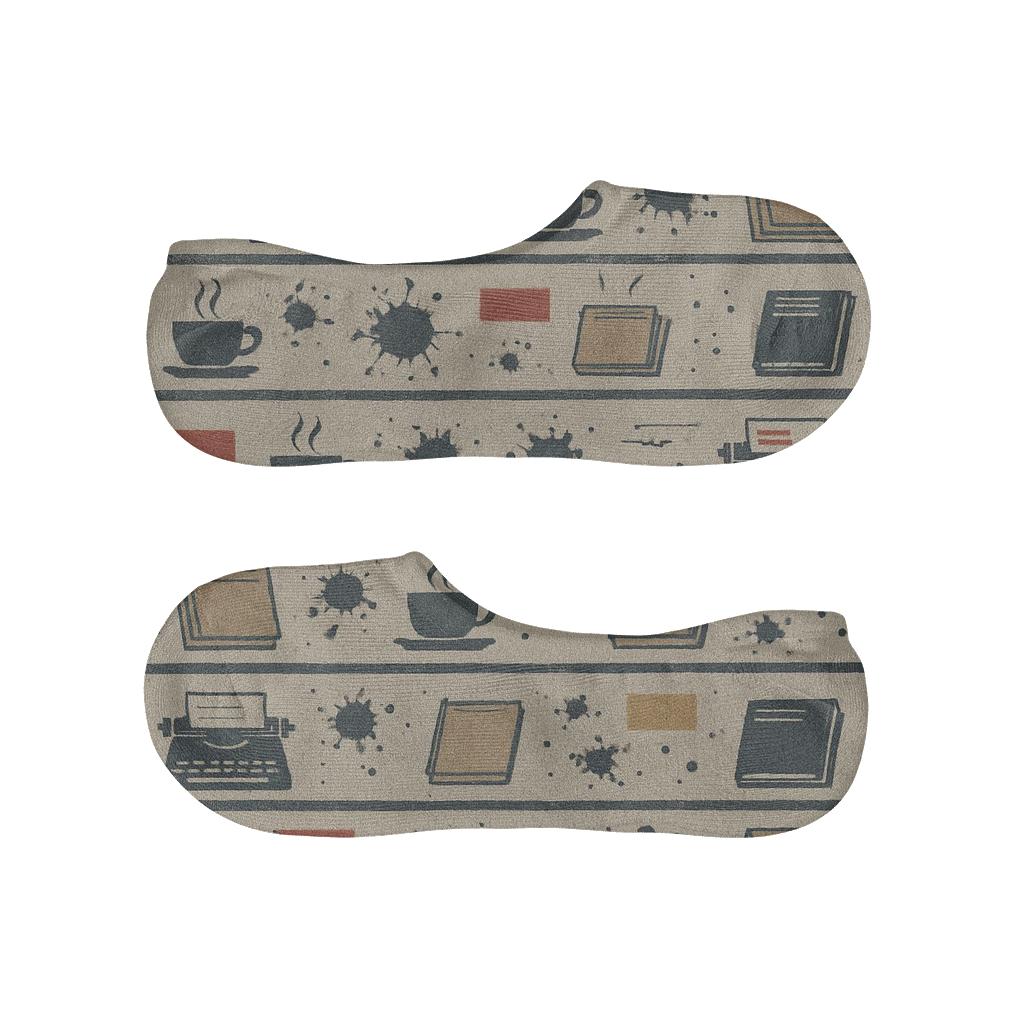 Journalist Night Desk Newsprint Bands designer printed no-show socks
