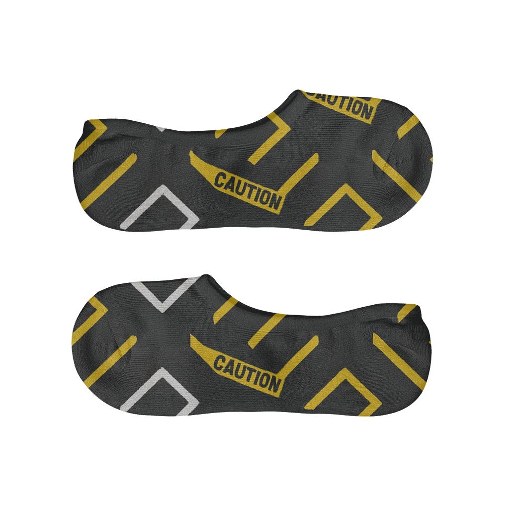 Crime Scene Investigator Noir Chevron Grid designer printed no-show socks