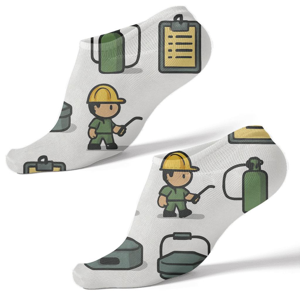 Service Badge Grid With Pest Control Technician Icons premium sports ankle socks