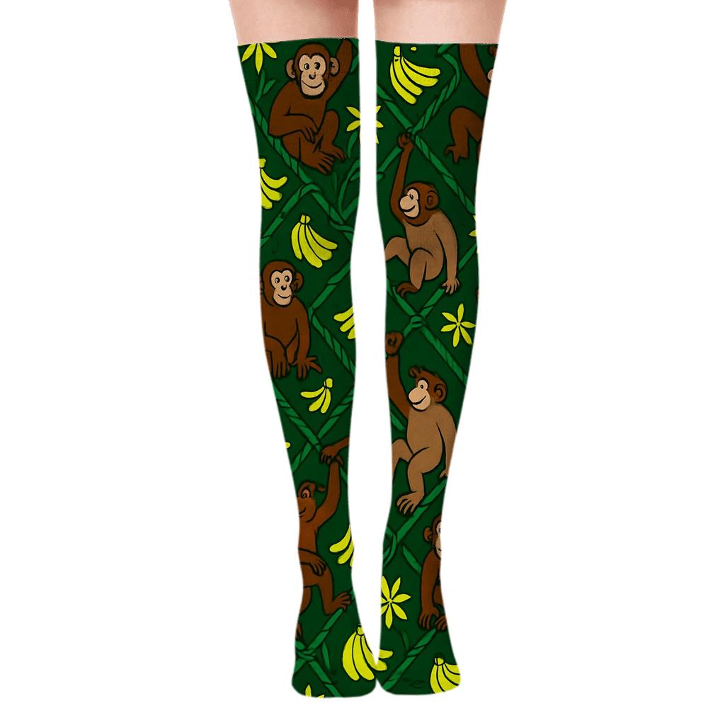 Ape-Woven Jungle Constellation Grid personalized over-the-knee socks