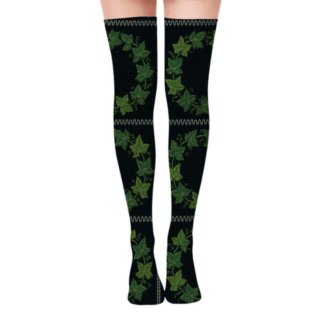 Midnight Ivy Wreath Bands soft everyday over-the-knee socks