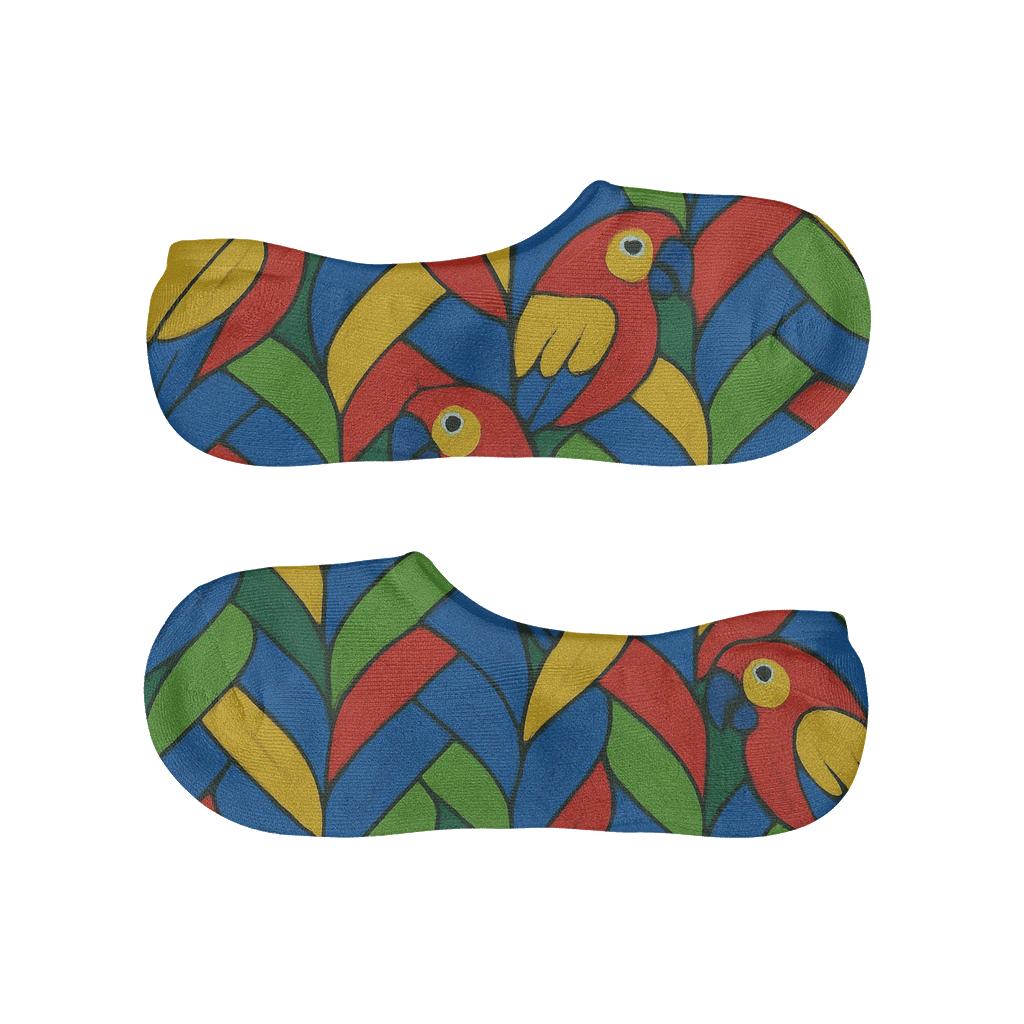 Tropical Parrot Plumage Mosaic On Jungle Green trendy no-show sock styles