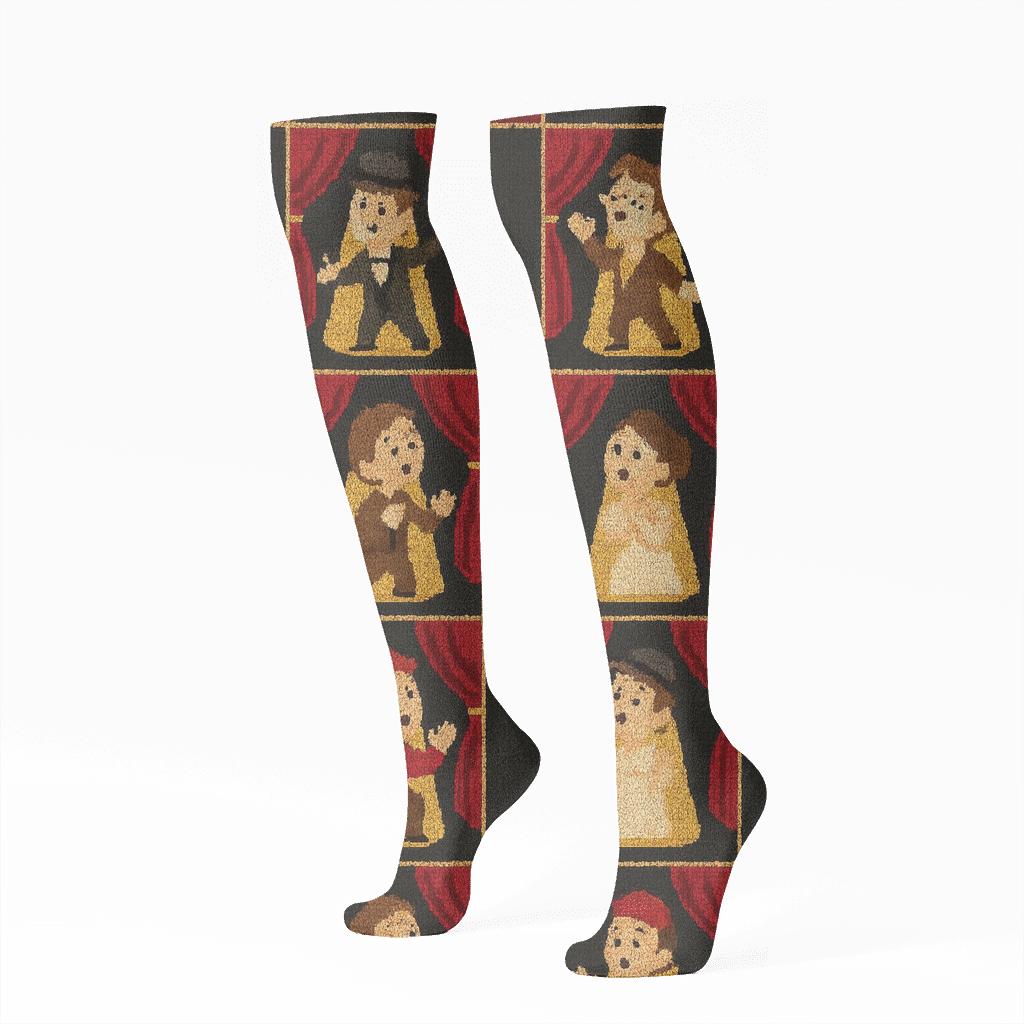 Actor Spotlight Curtain Grid unique graphic knee-high socks