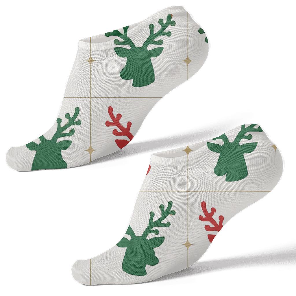 Minimal Reindeer Silhouette Gift Grid custom ankle socks