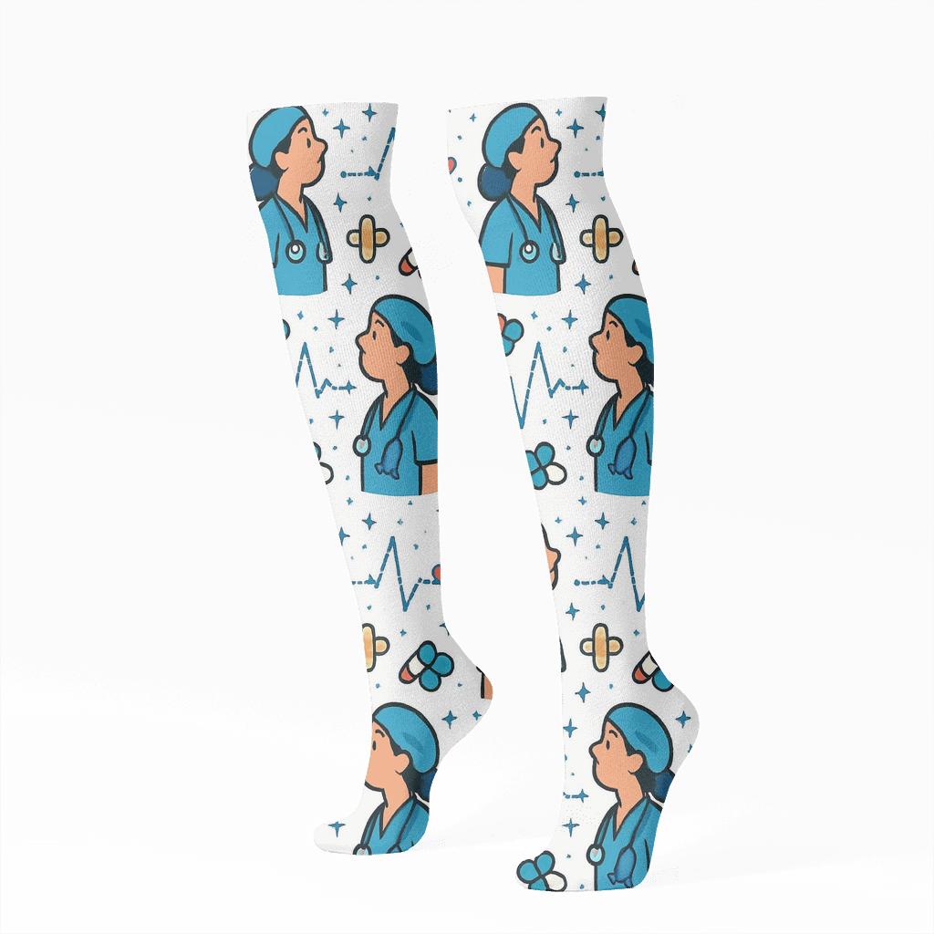 Stargazer Scrubs Grid Nurse Edition premium sports knee-high socks