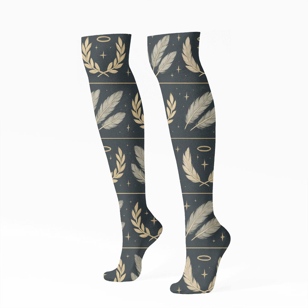Feather Crown Pattern With Angel Grace soft everyday knee-high socks