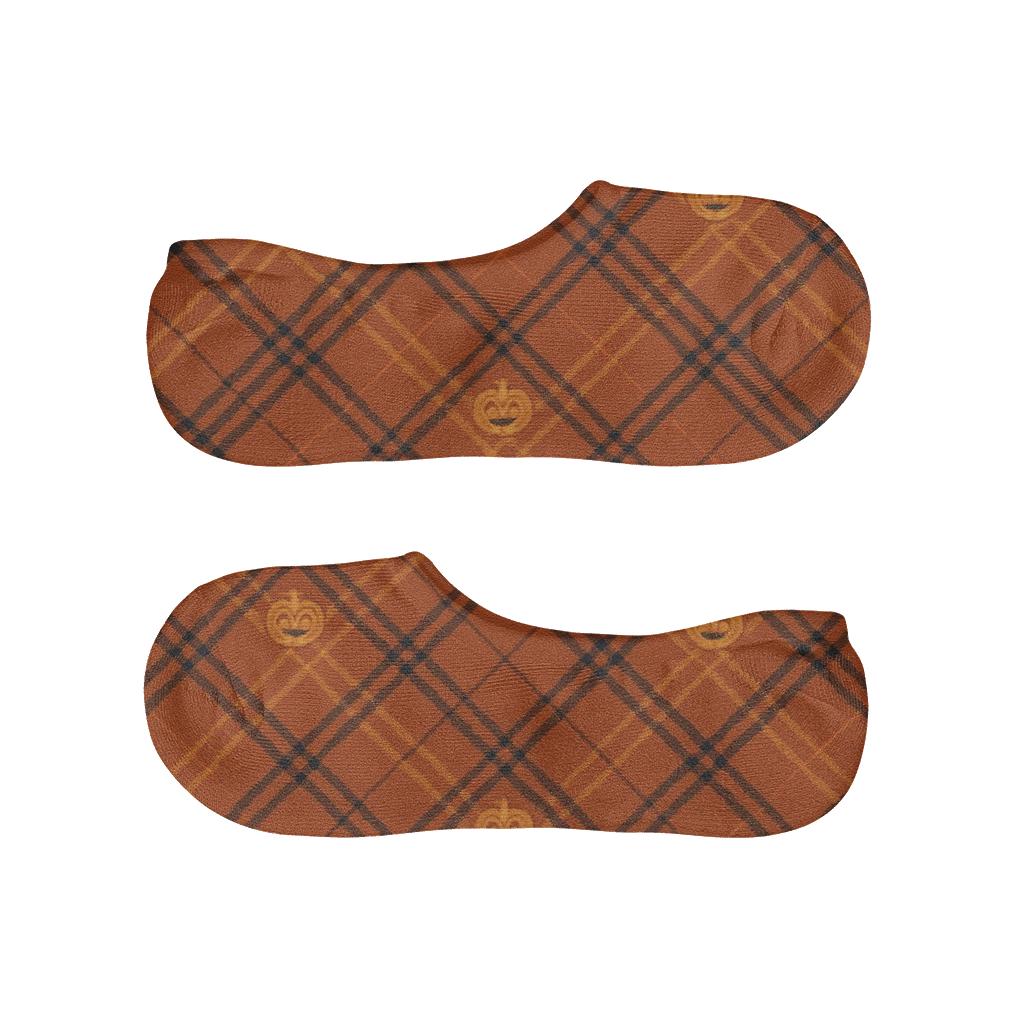 Pumpkin Patch Diagonal Plaid On Orange Background personalized invisible socks