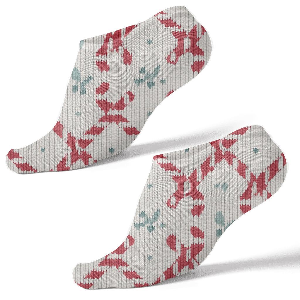 Candy Canes Garland Lattice On Winter White trendy patterned ankle socks