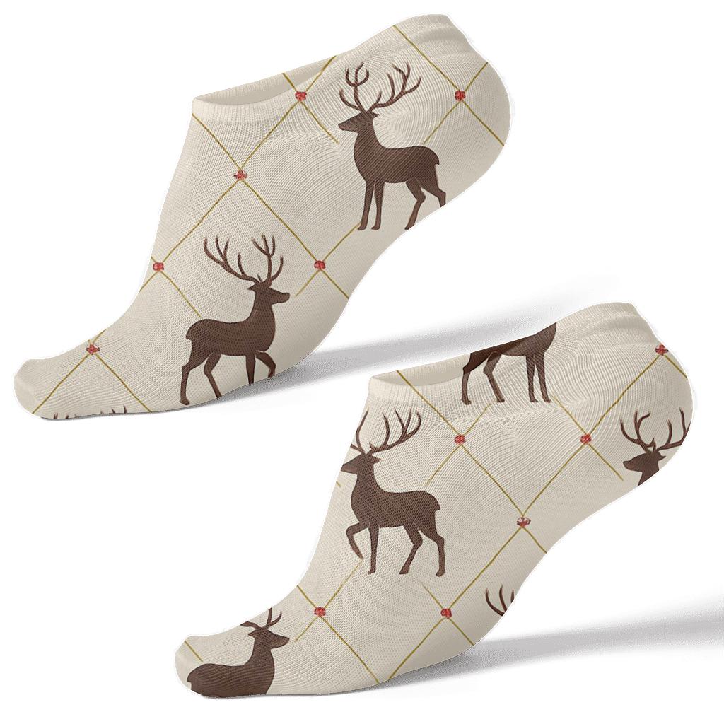 Reindeer Silhouette Lattice Holiday Edition designer print ankle socks