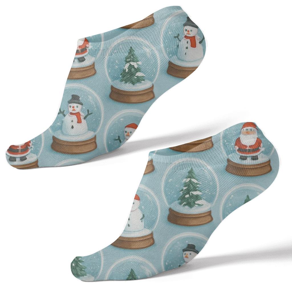 Snowglobe Christmas Carousel Motif personalized ankle socks