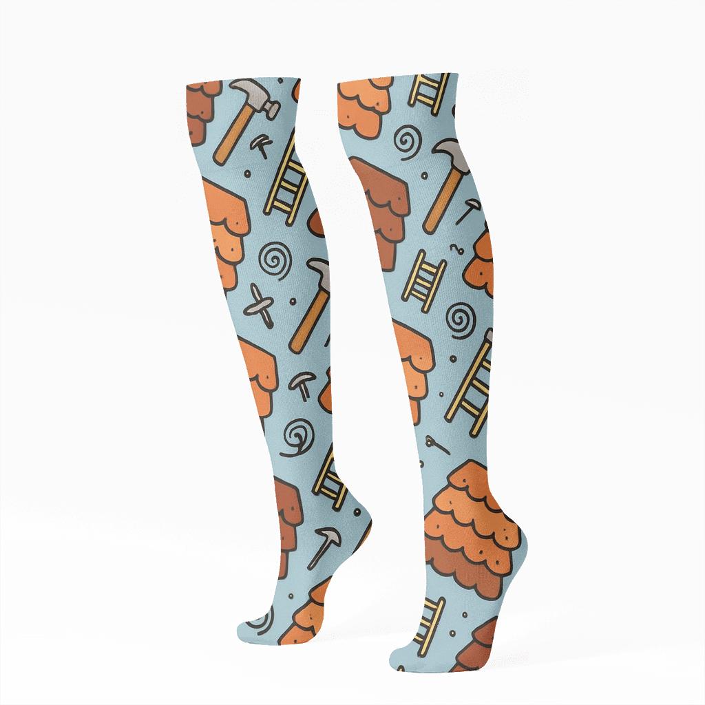 Shingle Constellation Roofer Mosaic custom knee-high socks