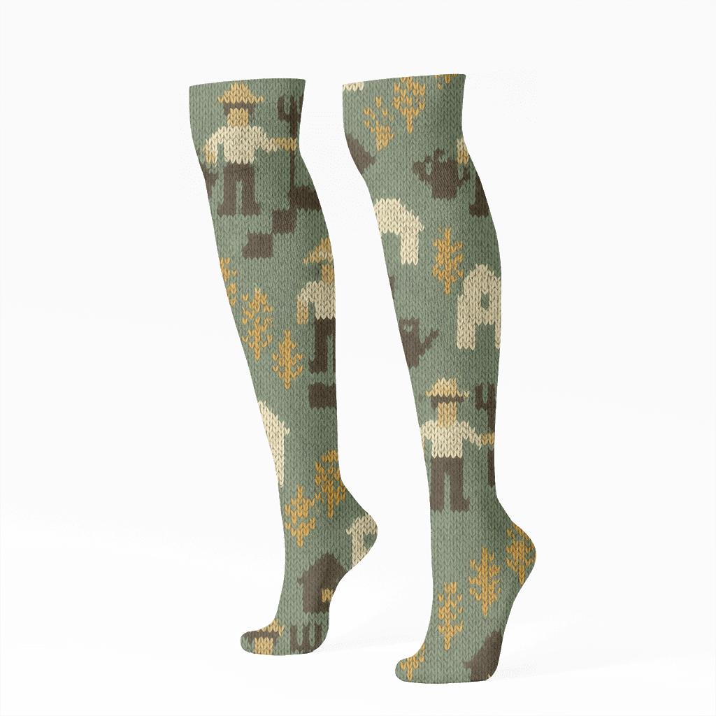 Golden Harvest Patchwork Farmer soft everyday knee-high socks