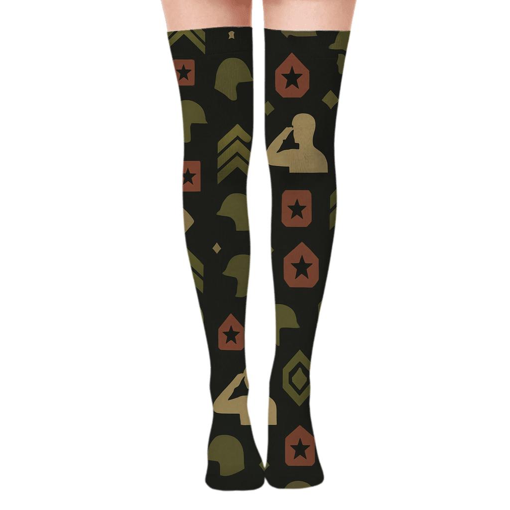 Galactic Rank Insignia With Soldier Motifs trendy patterned over-the-knee socks