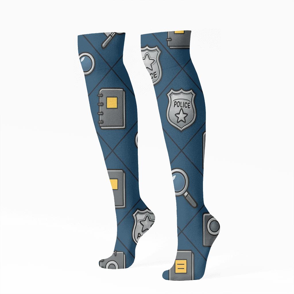 Police Detective Noir Badge Lattice custom knee-high socks