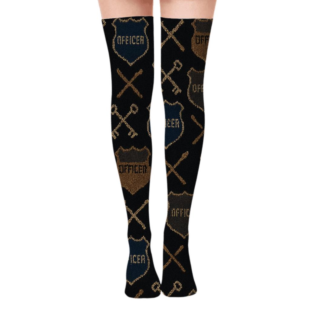Tessellated Guard Badge Pattern Prison Officer comfortable cotton over-the-knee socks
