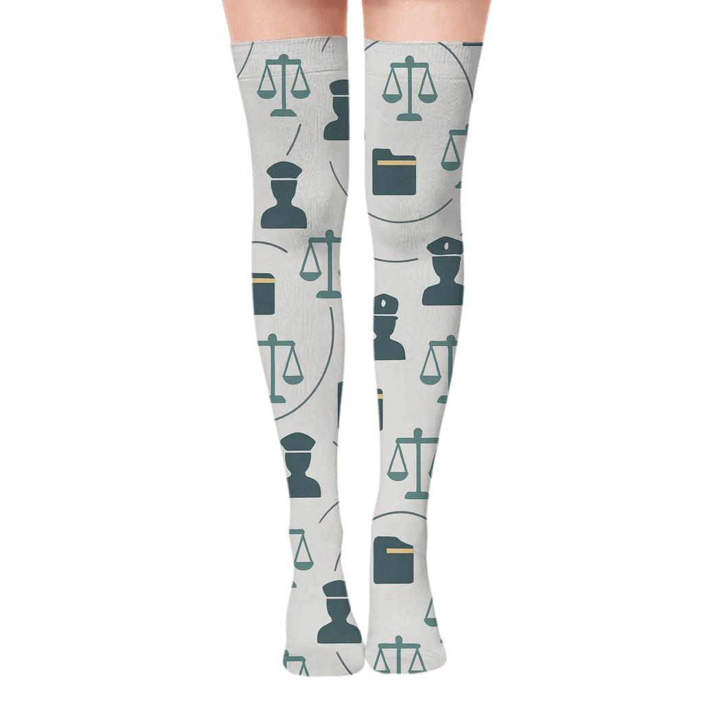 Case File Orbit With Probation Officer Icons stylish fashion over-the-knee socks