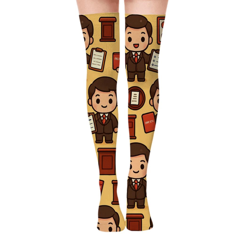 Restaurant Manager Festival Service Grid personalized over-the-knee socks