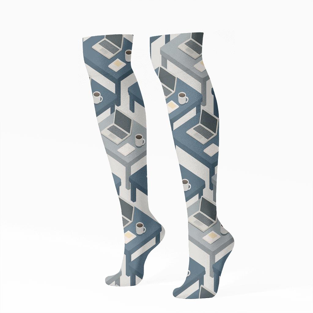Store Manager Desk Harmony Grid soft everyday knee-high socks