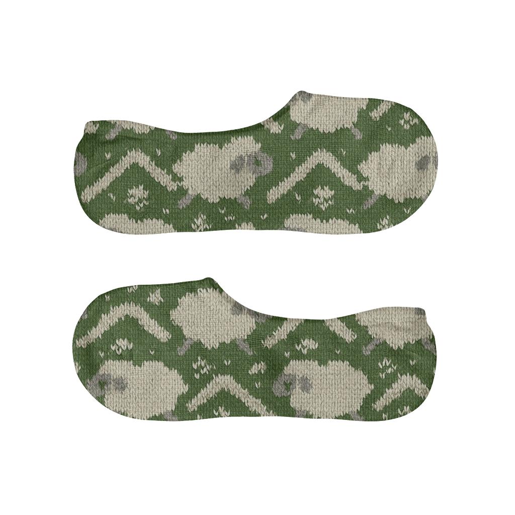 Sheep Meadow Zigzag Pasture Pattern soft cotton no-show socks