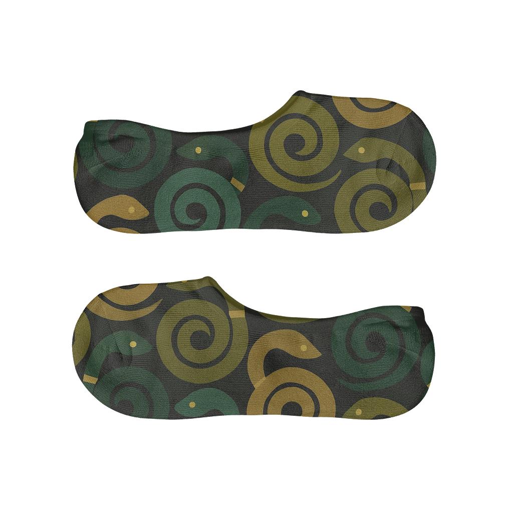 Emerald Spiral Tessellation Snake breathable seamless no-show sockscustom no-show socks