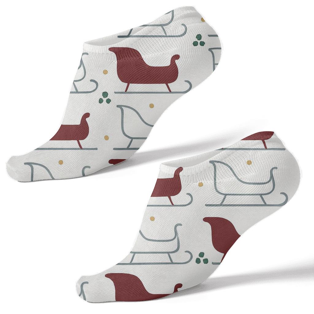Crimson Trail With Sleigh Silhouette Cascade unique graphic ankle socks