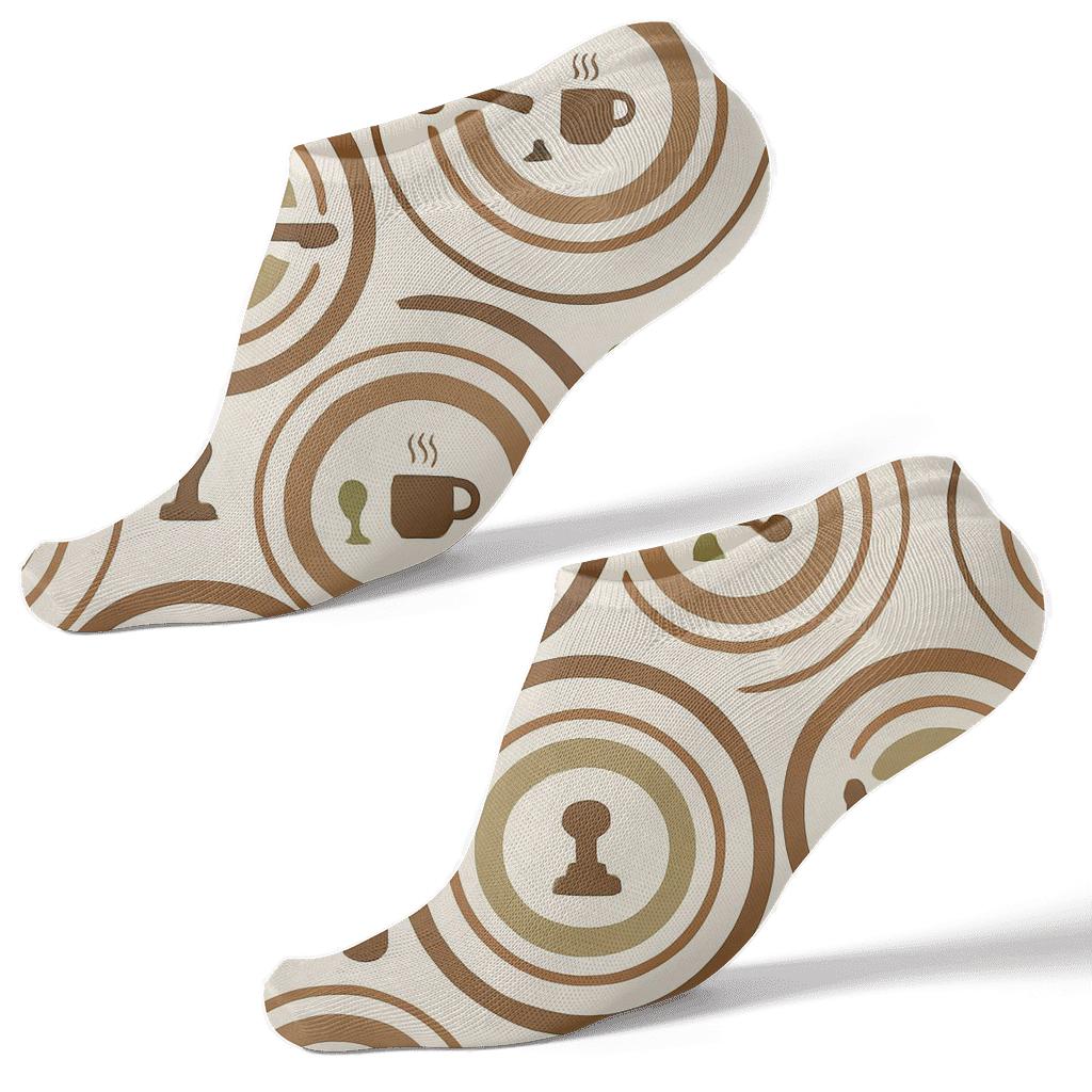Cosmic Latte Rings With Barista Orbit Motifs unique graphic ankle socks