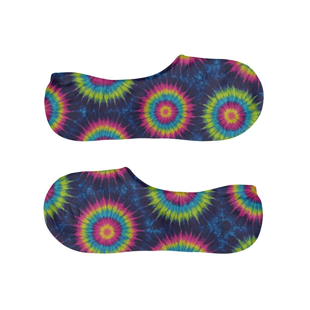 Neon Bullseye Constellation On Midnight Wash soft cotton no-show socks