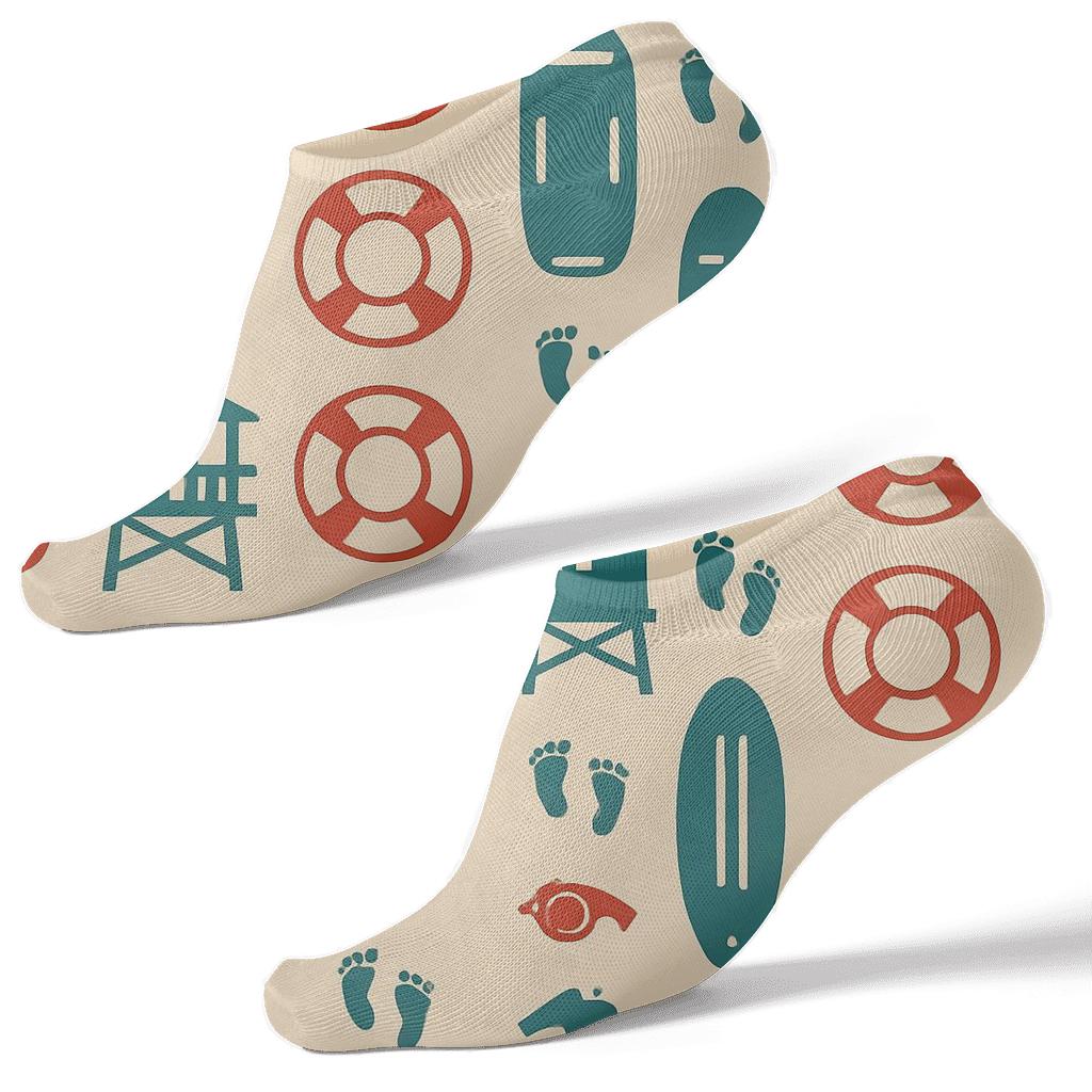 Lifeguard Beacon Towers Stripe Pattern stylish athletic ankle socks