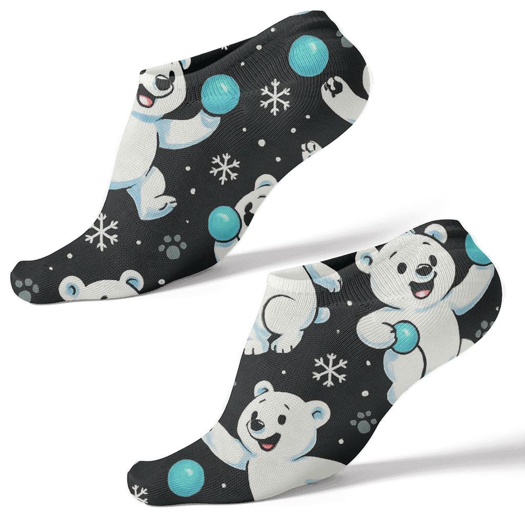 Midnight Snowball Party Polar Bear Pattern custom ankle socks