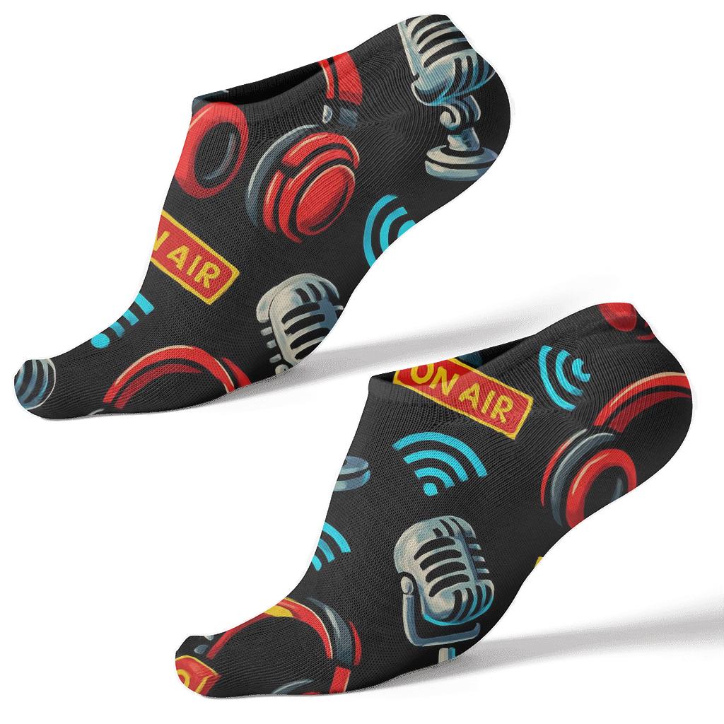 Radio Host Signal Lattice In Midnight Studio premium sports ankle socks