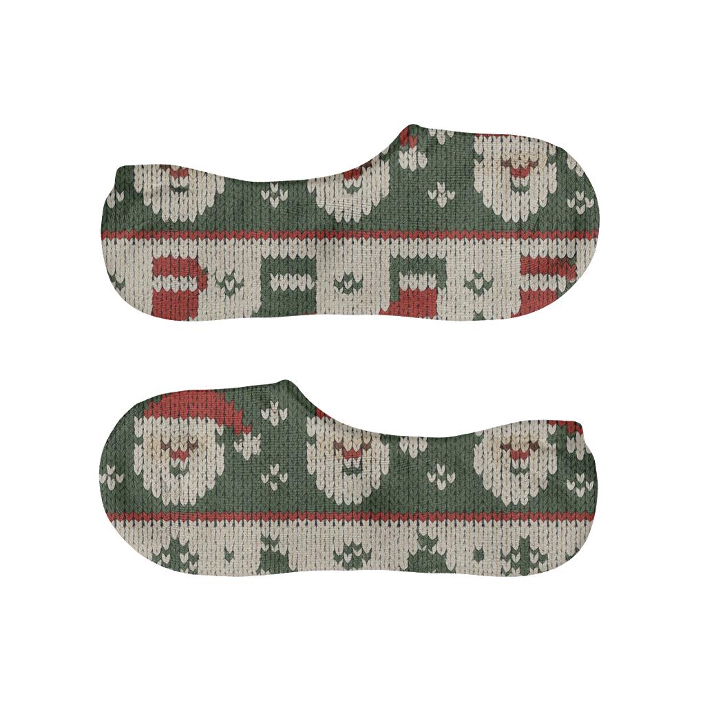 Nordic Stripe Pattern With Santa Claus Cameos trendy no-show sock styles