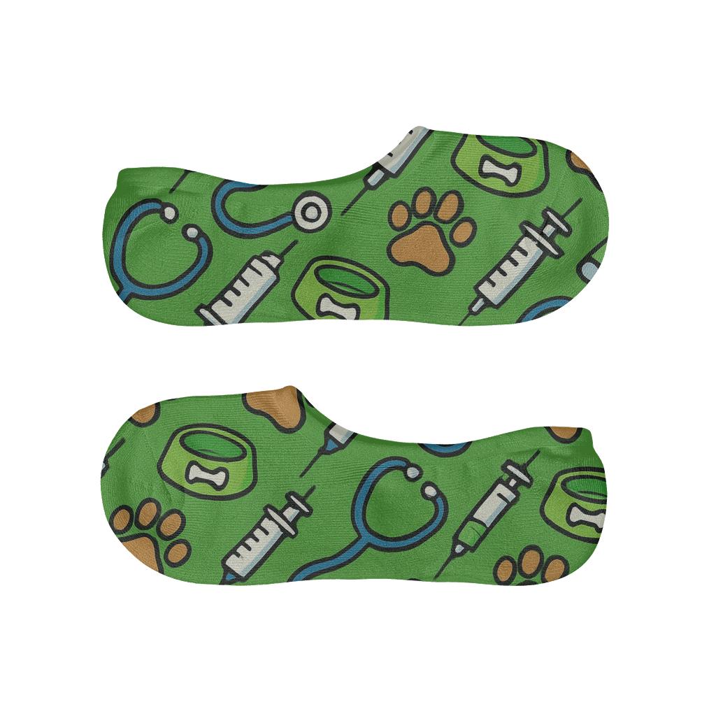 Paw Print Parade With Veterinarian Tools soft cotton no-show socks