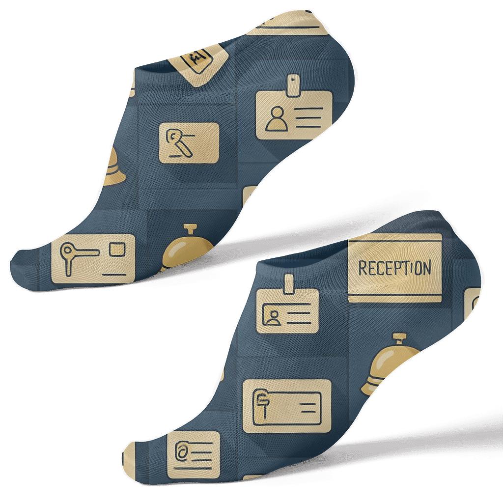 Hotel Receptionist Lobby Grid Pattern trendy patterned ankle socks