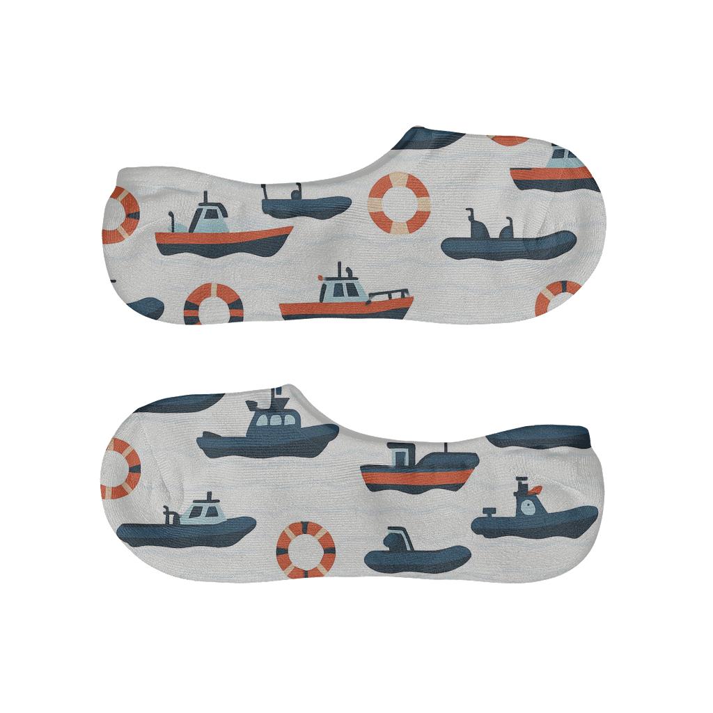 Rescue Fleet Pattern With Coast Guard Officer Motifs personalized no-show socks