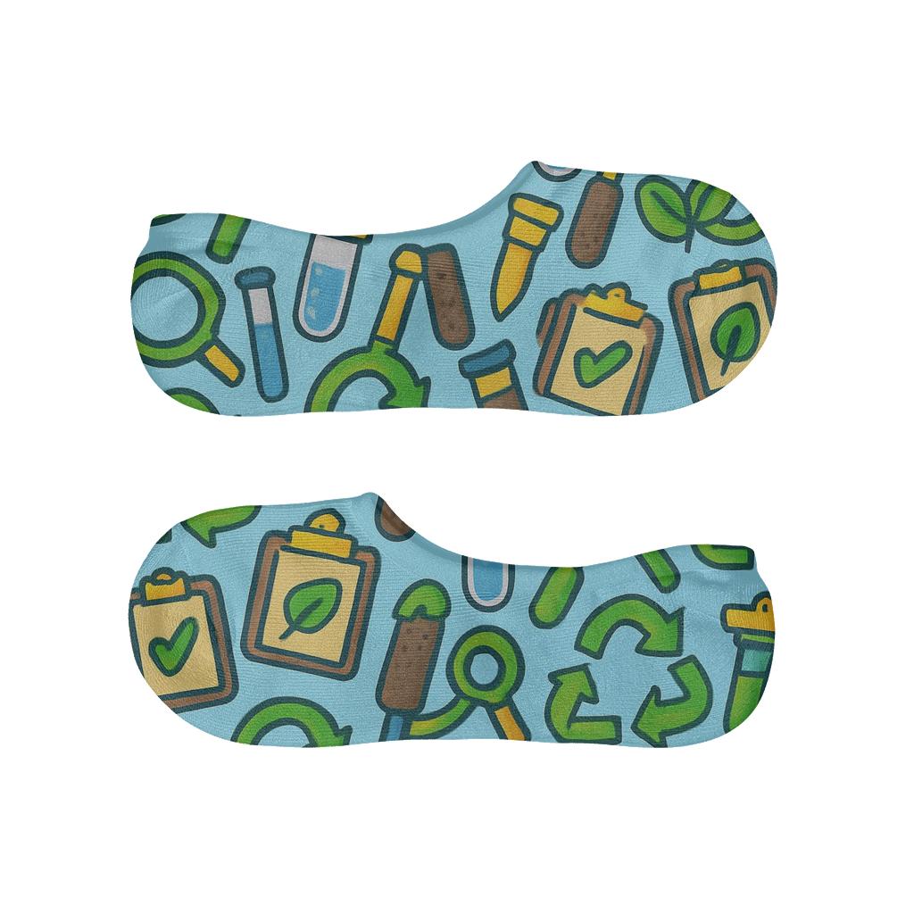 Recycling Ribbon Repeat Pattern Environmental Inspector Edition anti-slip no-show socks